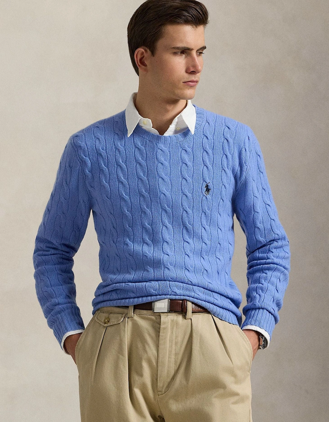 Ralph Lauren Cable-Knit Wool-Cashmere Sweater - New Litchfield Blue