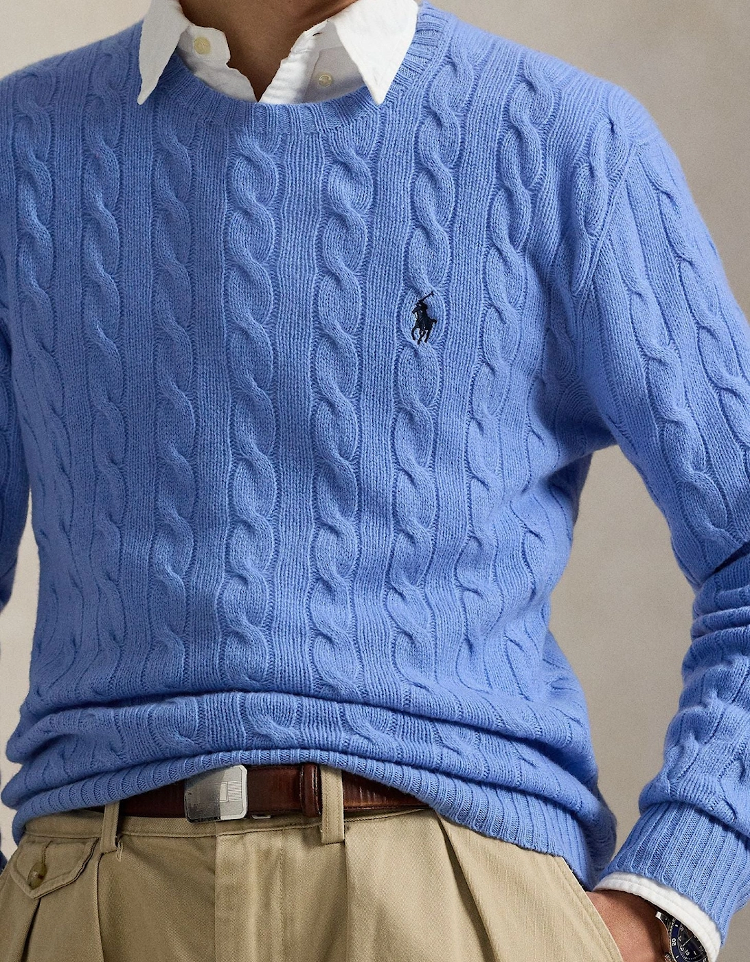 Ralph Lauren Cable-Knit Wool-Cashmere Sweater - New Litchfield Blue