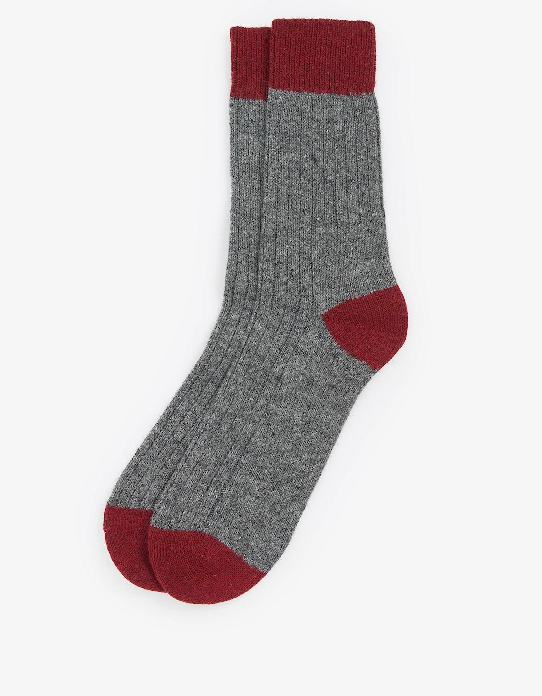 Houghton Mens Socks - Mid Grey/Red, 5 of 4