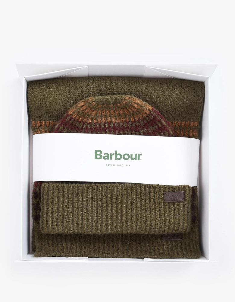 Branton Beanie & Scarf Mens Gift Set - Army Green