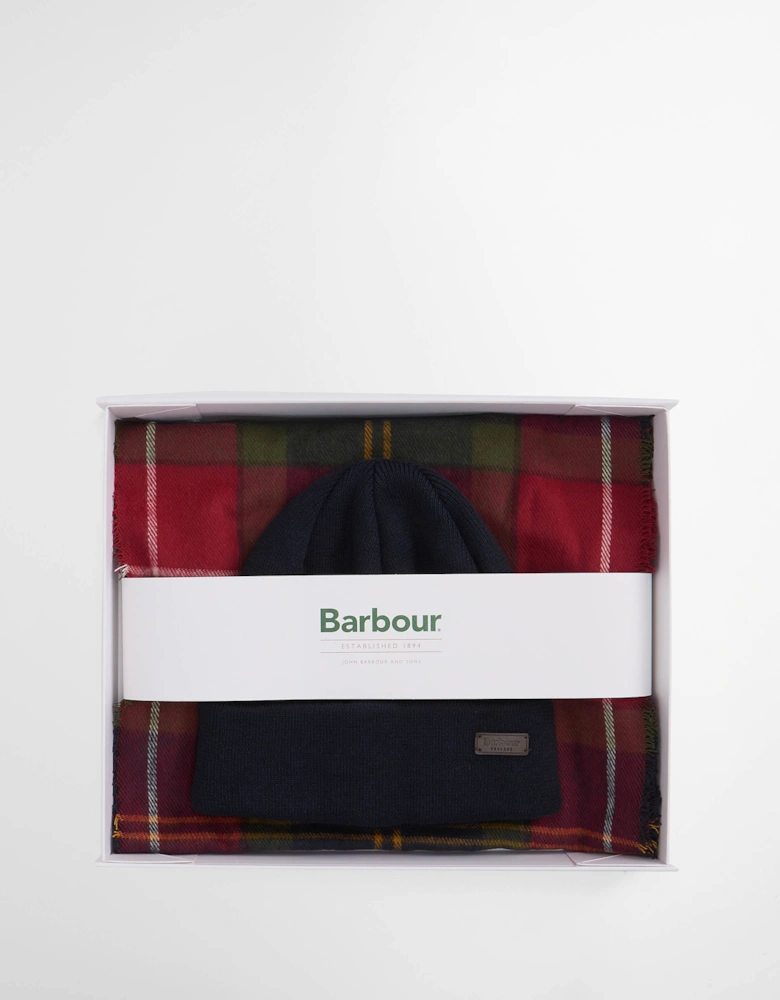 Mens Swinton Beanie & Galingale Scarf Gift Set - Winterberry Tartan