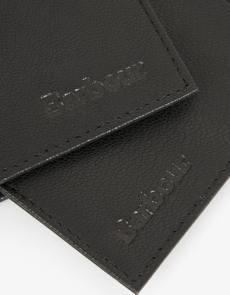 Mens Leather/Tartan Wallet & Card Holder Gift Set - Black/Classic Tartan