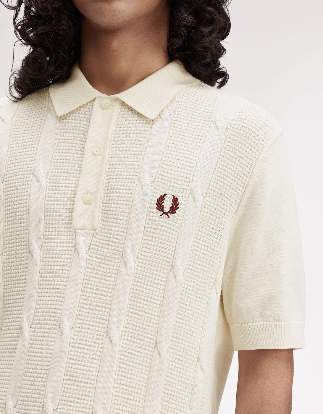 K1313 Textured Cable Knit Shirt - Ecru