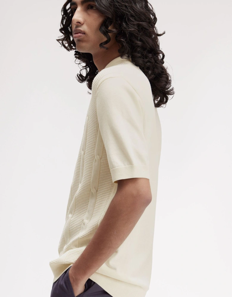 K1313 Textured Cable Knit Shirt - Ecru
