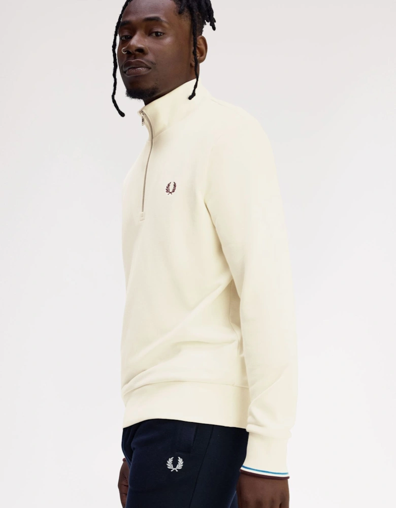 M3574 Half-Zip Sweatshirt - Ecru/Court Blue