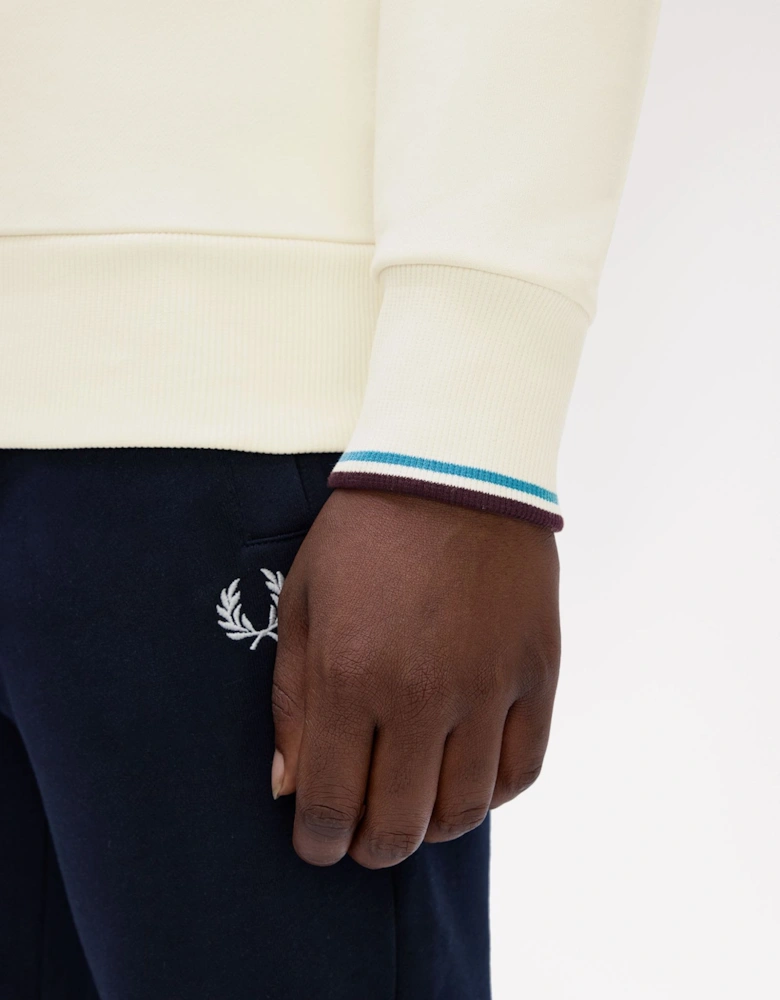 M3574 Half-Zip Sweatshirt - Ecru/Court Blue