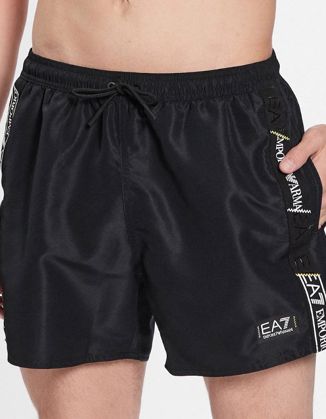 Stretch Tape Logo Swim Shorts - Black, 4 of 3