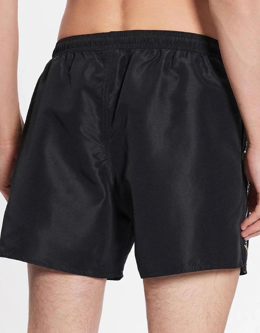 Stretch Tape Logo Swim Shorts - Black