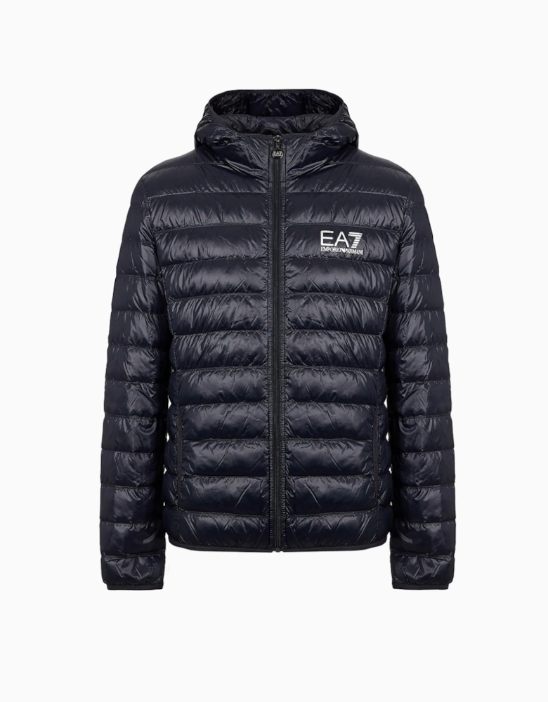 Packable Hooded Down Jacket - Black / Silver