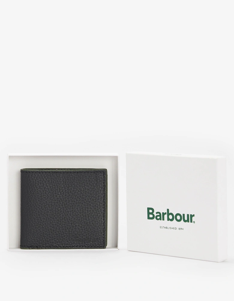 Mens Grain Leather Billfold Wallet - Black