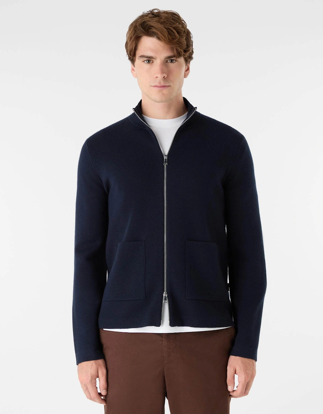 Garstang Mens Merino Wool Blend Zip Through Jumper - Navy, 4 of 3