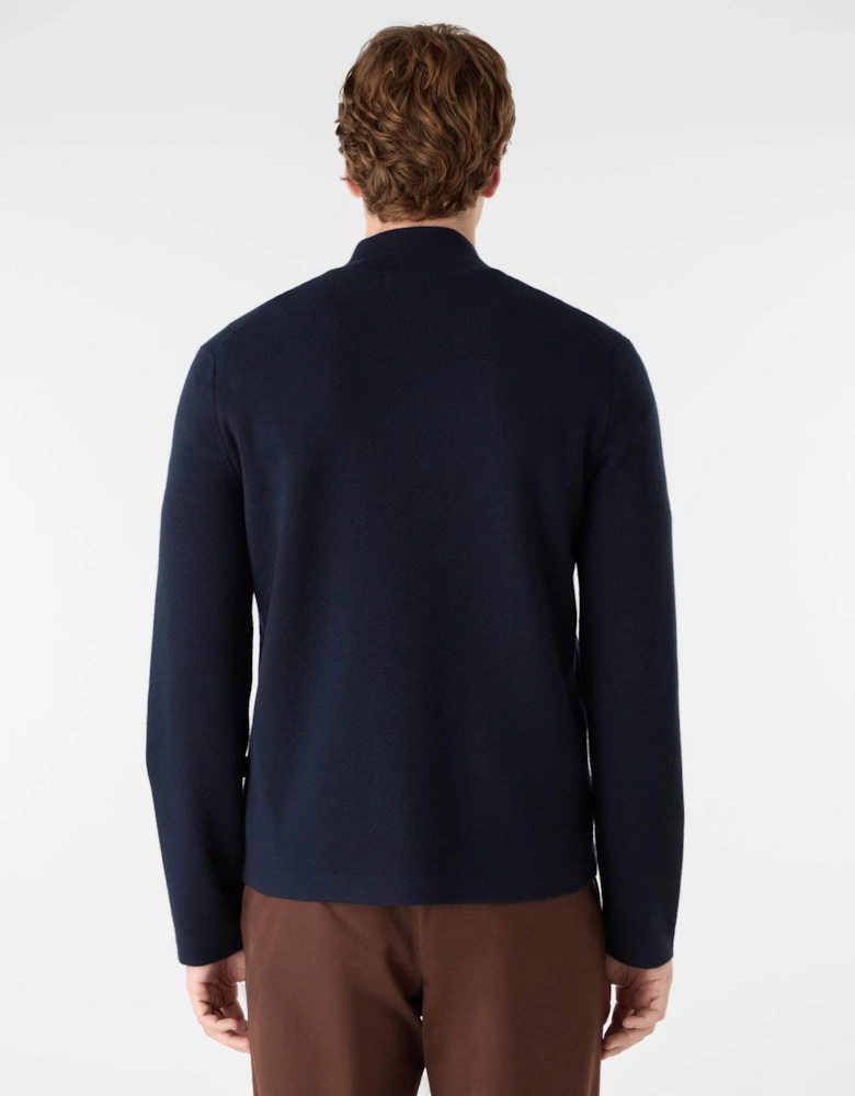 Garstang Mens Merino Wool Blend Zip Through Jumper - Navy