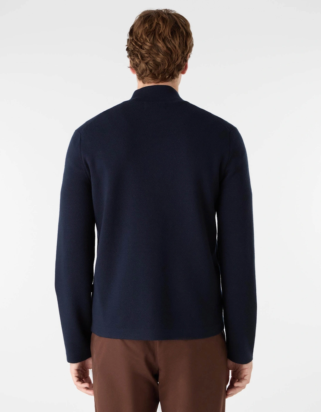 Garstang Mens Merino Wool Blend Zip Through Jumper - Navy