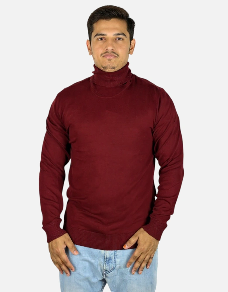 Mens Jumper Turtle Neck Stretch Skinny Fit
