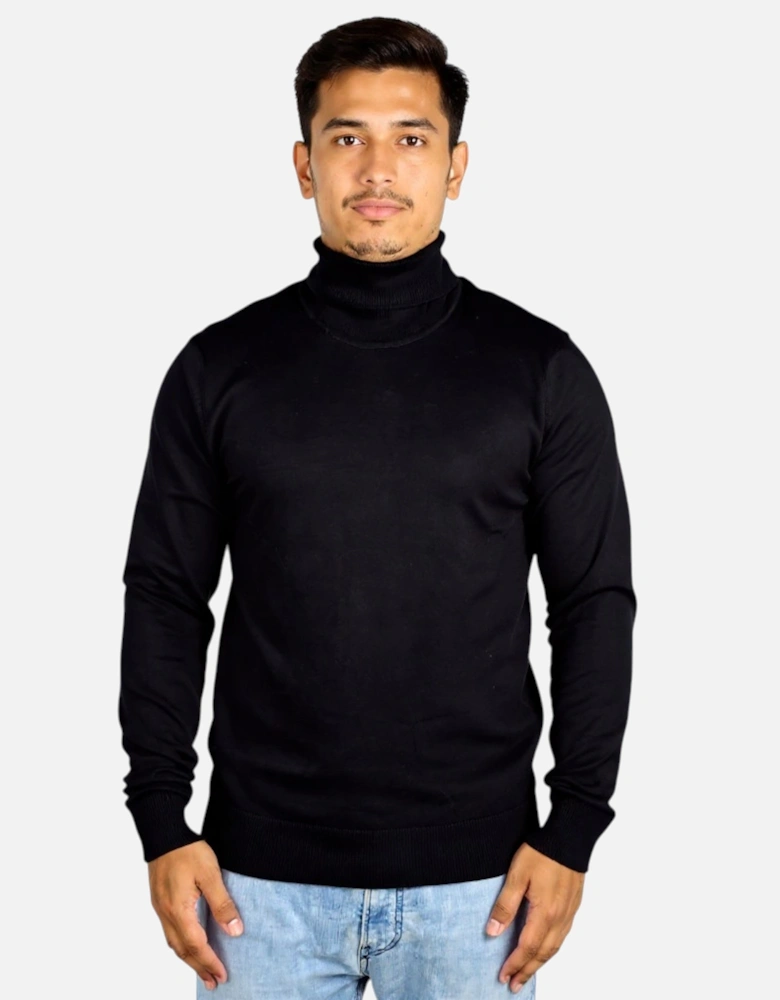 Mens Jumper Turtle Neck Stretch Skinny Fit