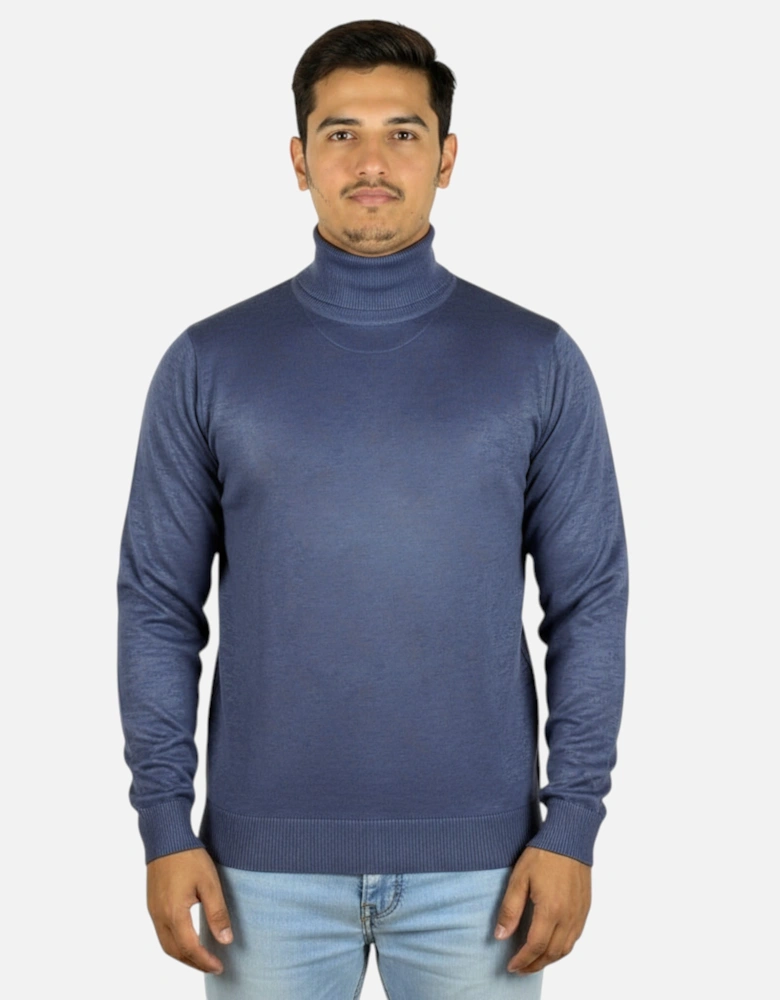 Mens Jumper Turtle Neck Stretch Skinny Fit
