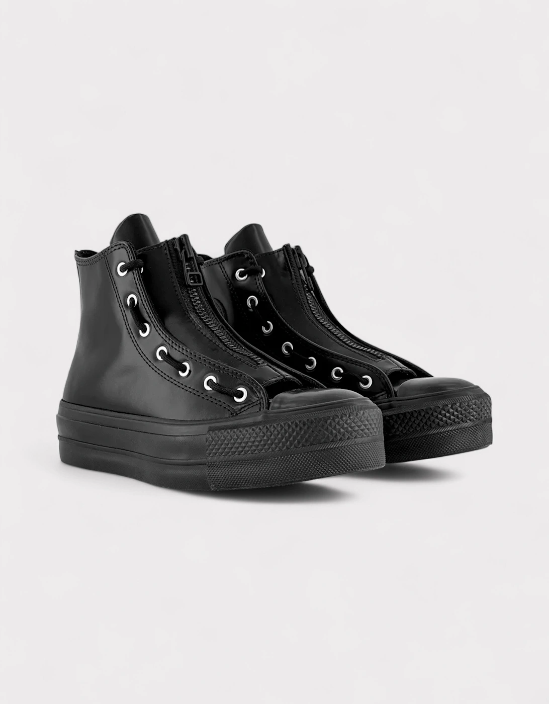 All Star Lift Platform Leather High Black