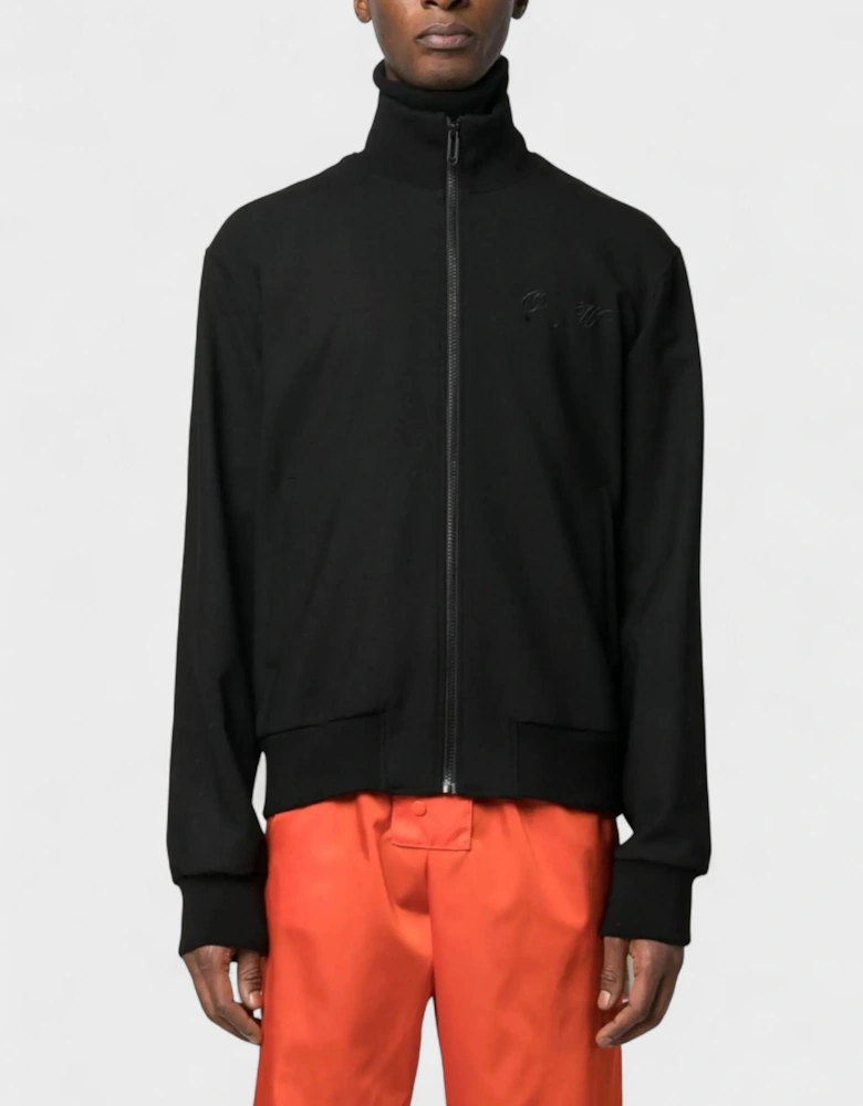 Quote Wool Slim Tracktop Black