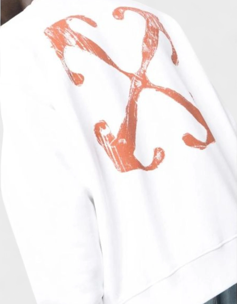 Scratch Arrow Skate Crewneck White