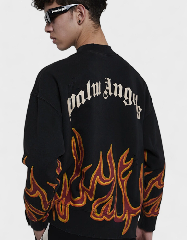 Gd Graffiti Flames Crewneck Black