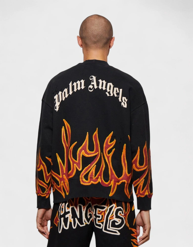 Gd Graffiti Flames Crewneck Black