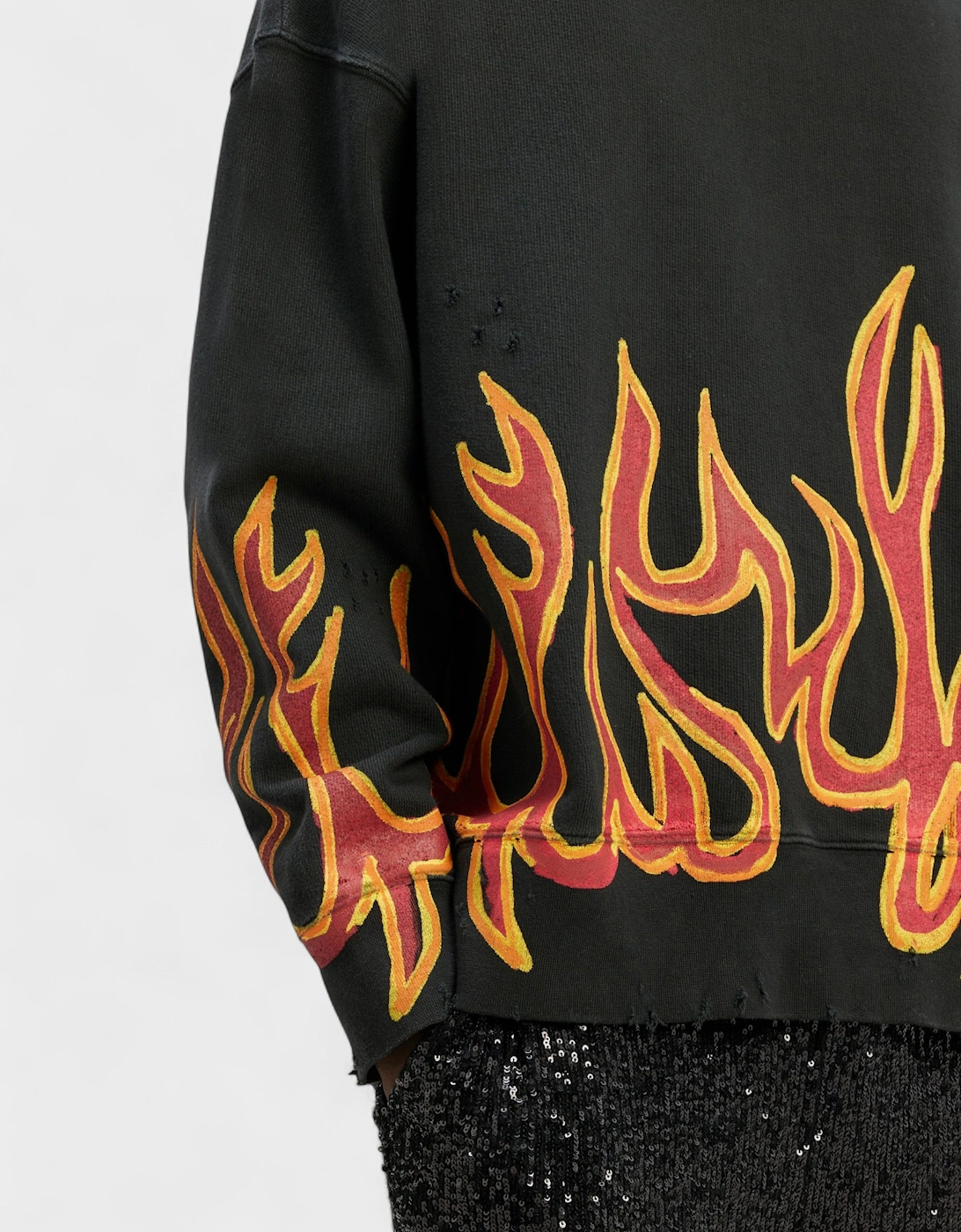 Gd Graffiti Flames Crewneck Black