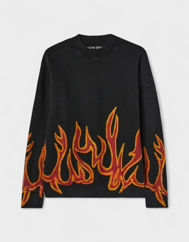 Gd Graffiti Flames Crewneck Black