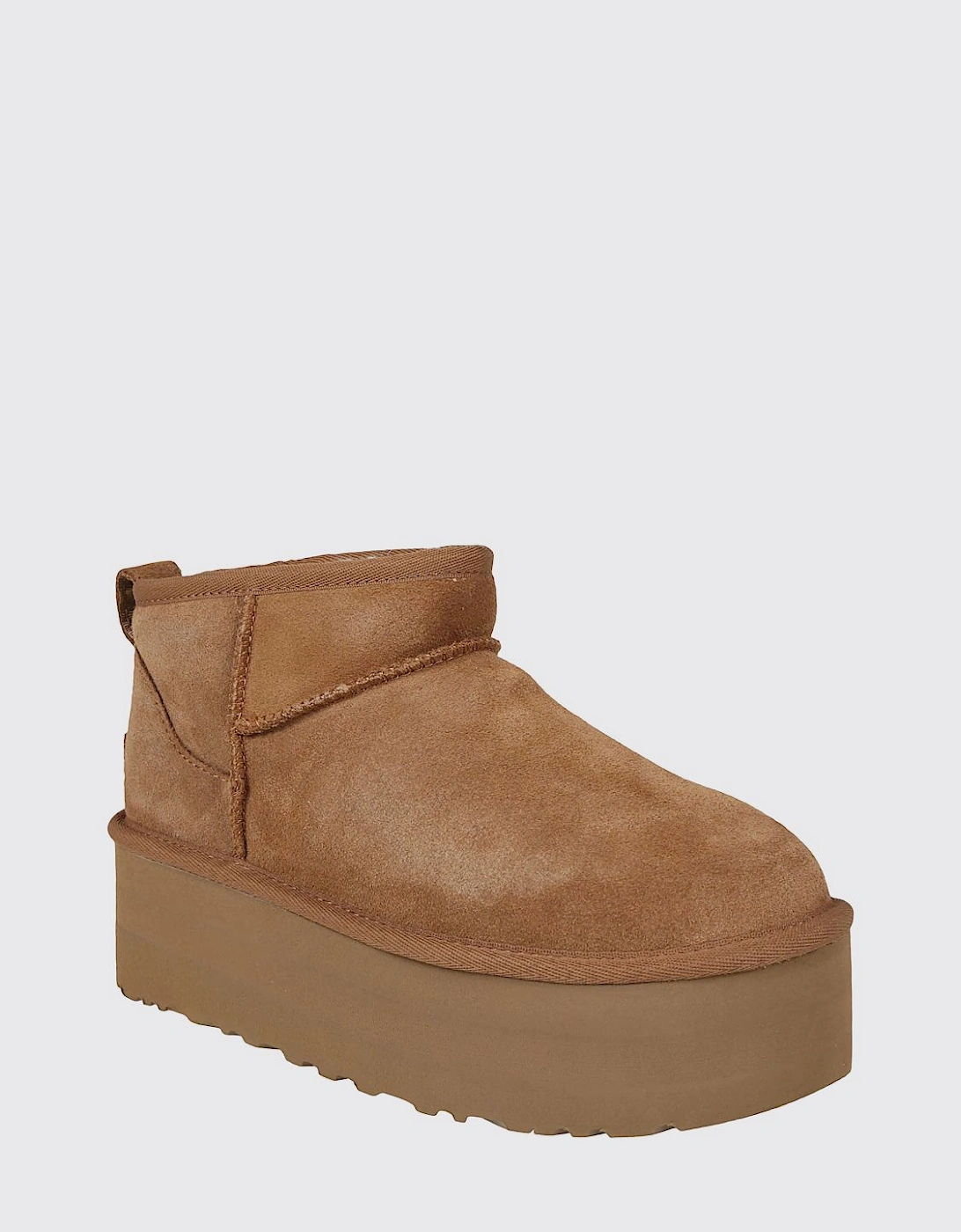 Platform Booties with Suede Leather Upper and Round Toe