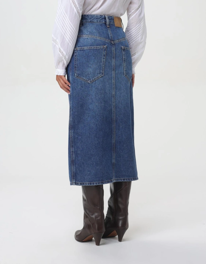 Midi Denim Button Skirt