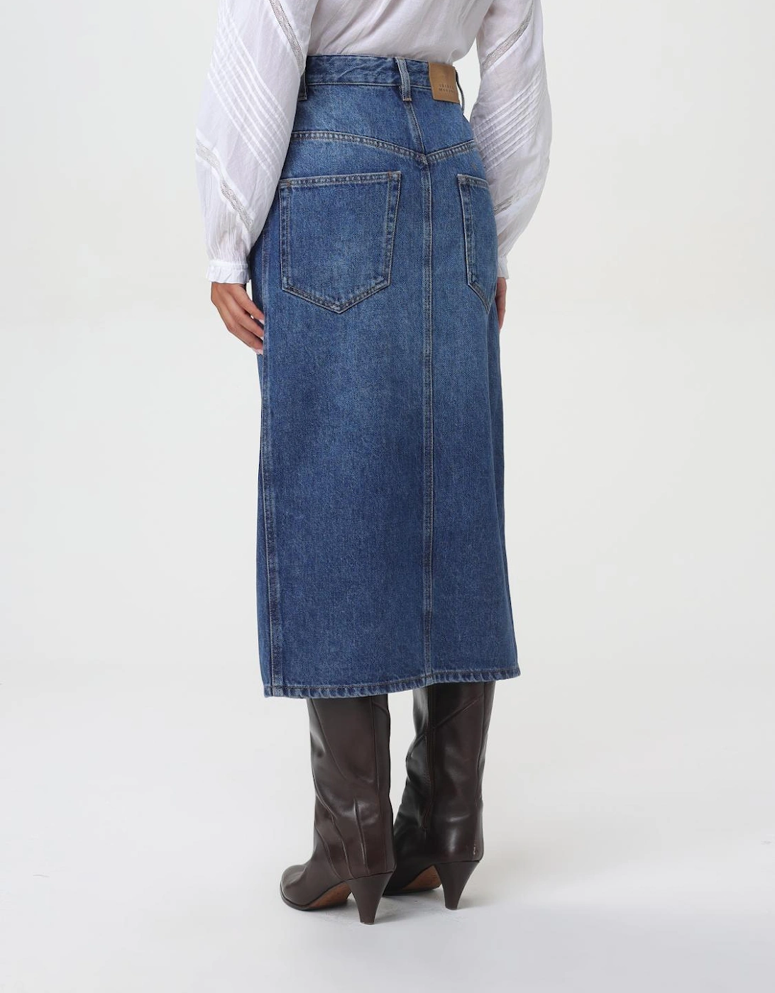 Midi Denim Button Skirt