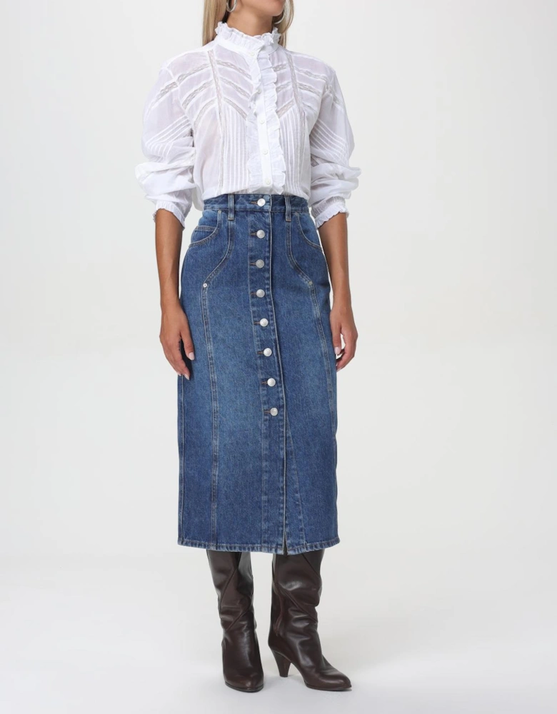 Midi Denim Button Skirt