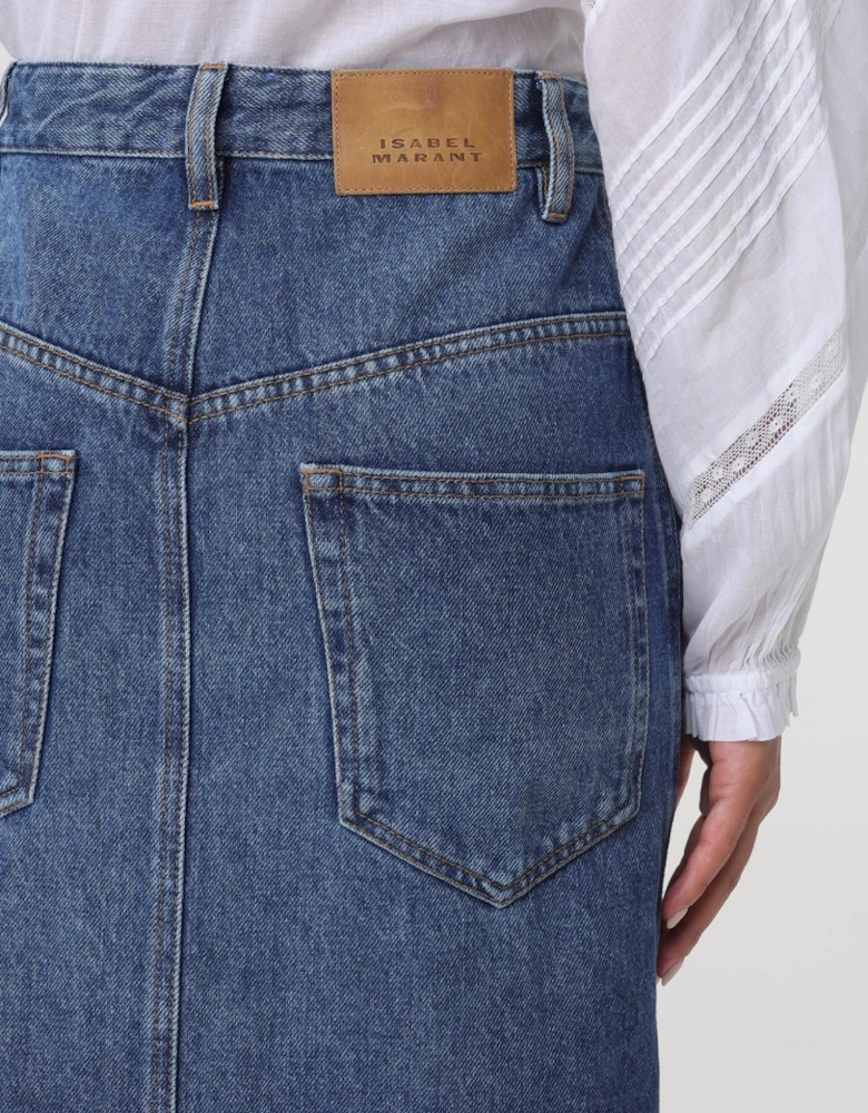 Midi Denim Button Skirt