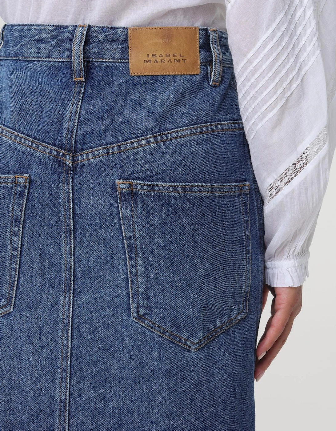 Midi Denim Button Skirt