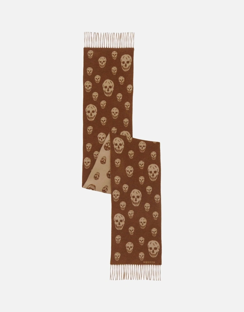 Double Faced Skull Scarf Brown