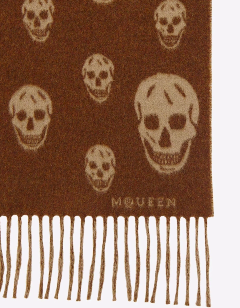 Double Faced Skull Scarf Brown