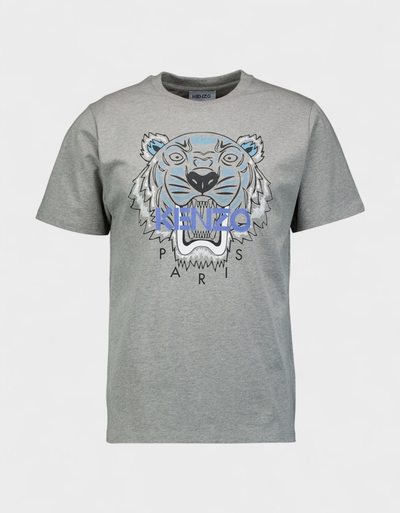 Tiger Graphic T Shirt Grey Blue