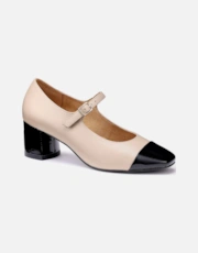 Beige-Black Leather/