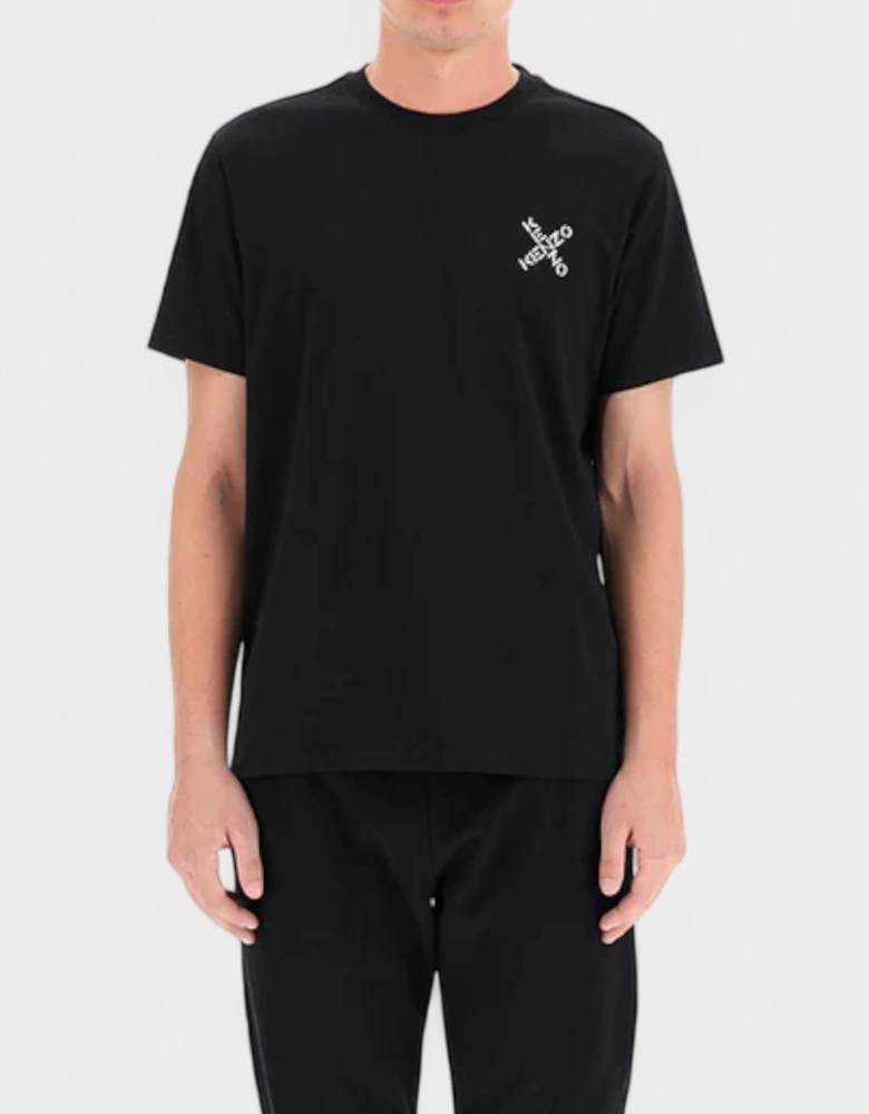 Cross Logo Print T Shirt Black
