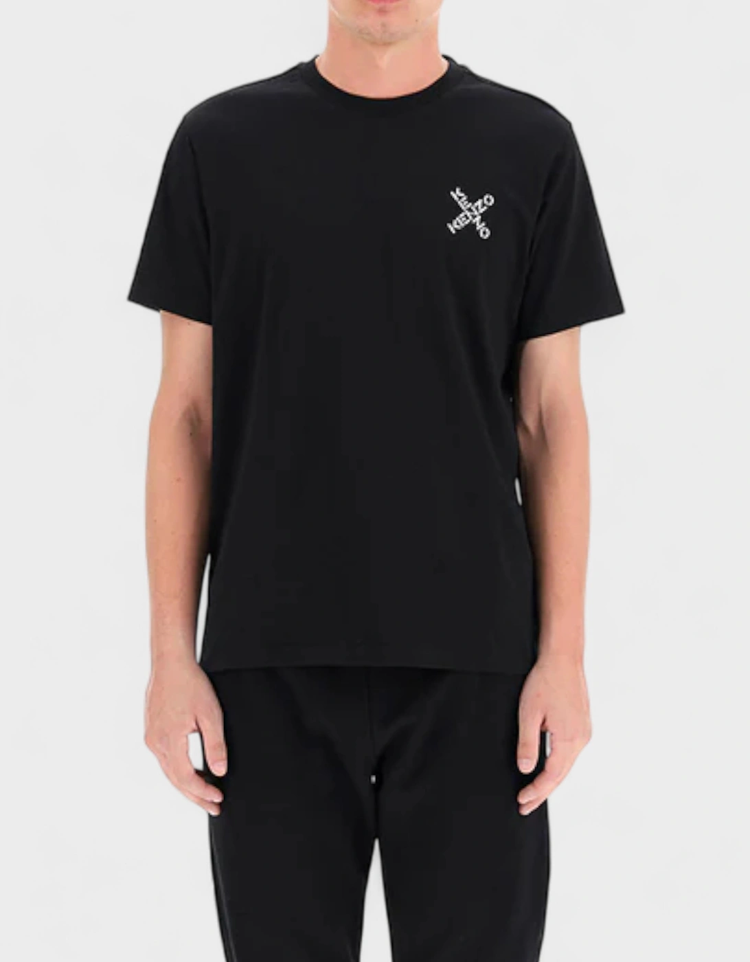 Cross Logo Print T Shirt Black