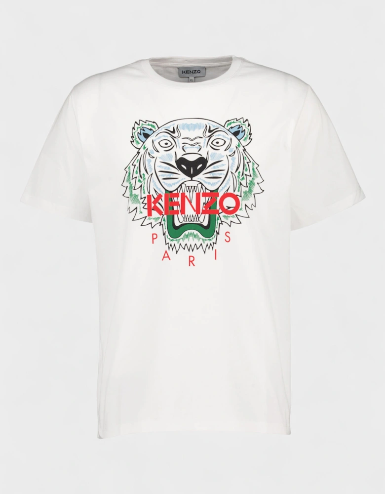 Tiger Print T Shirt White