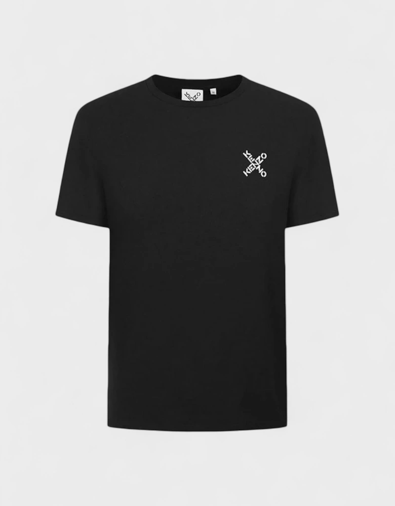 Cross Logo Print T Shirt Black