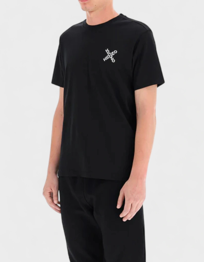 Cross Logo Print T Shirt Black