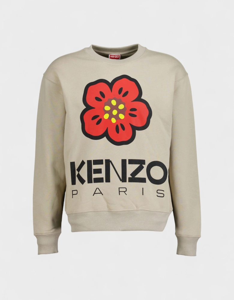 Boke Flower Print Sweatshirt Beige
