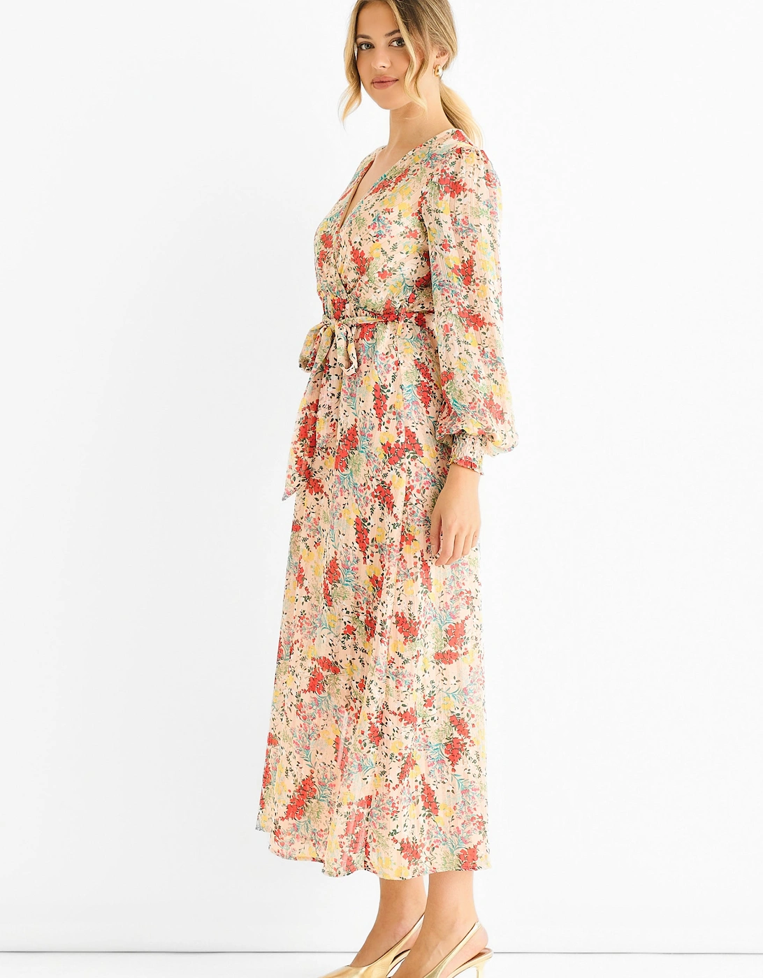 Multi Jacquard Chiffon Midi Dress