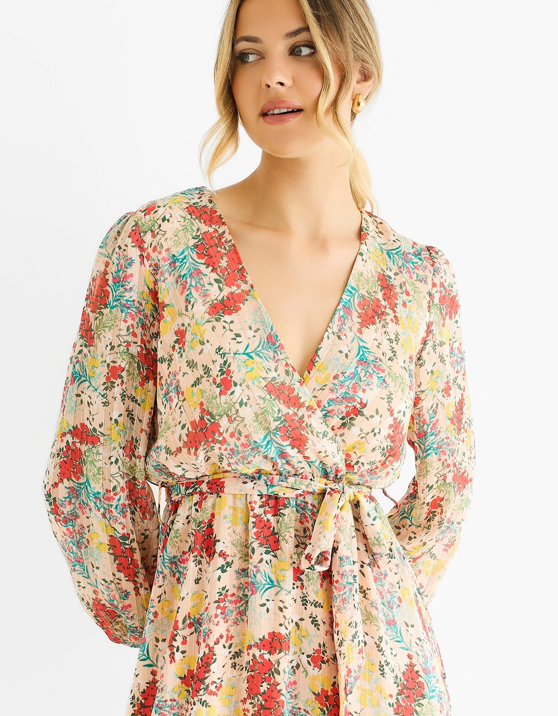 Multi Jacquard Chiffon Midi Dress