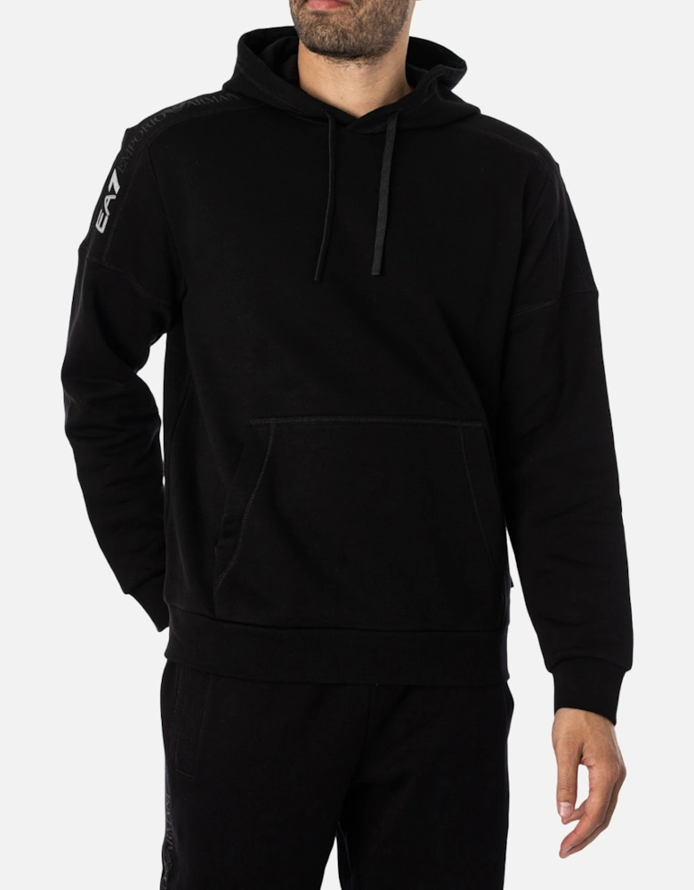 Hooded Tape Logo Sweatshirt - Black