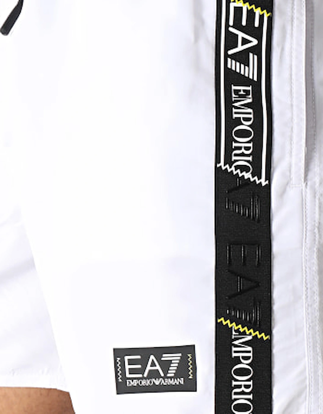Stretch Tape Logo Swim Shorts - White