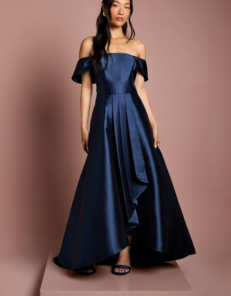 Bardot Twill Waterfall Bridesmaid Dress