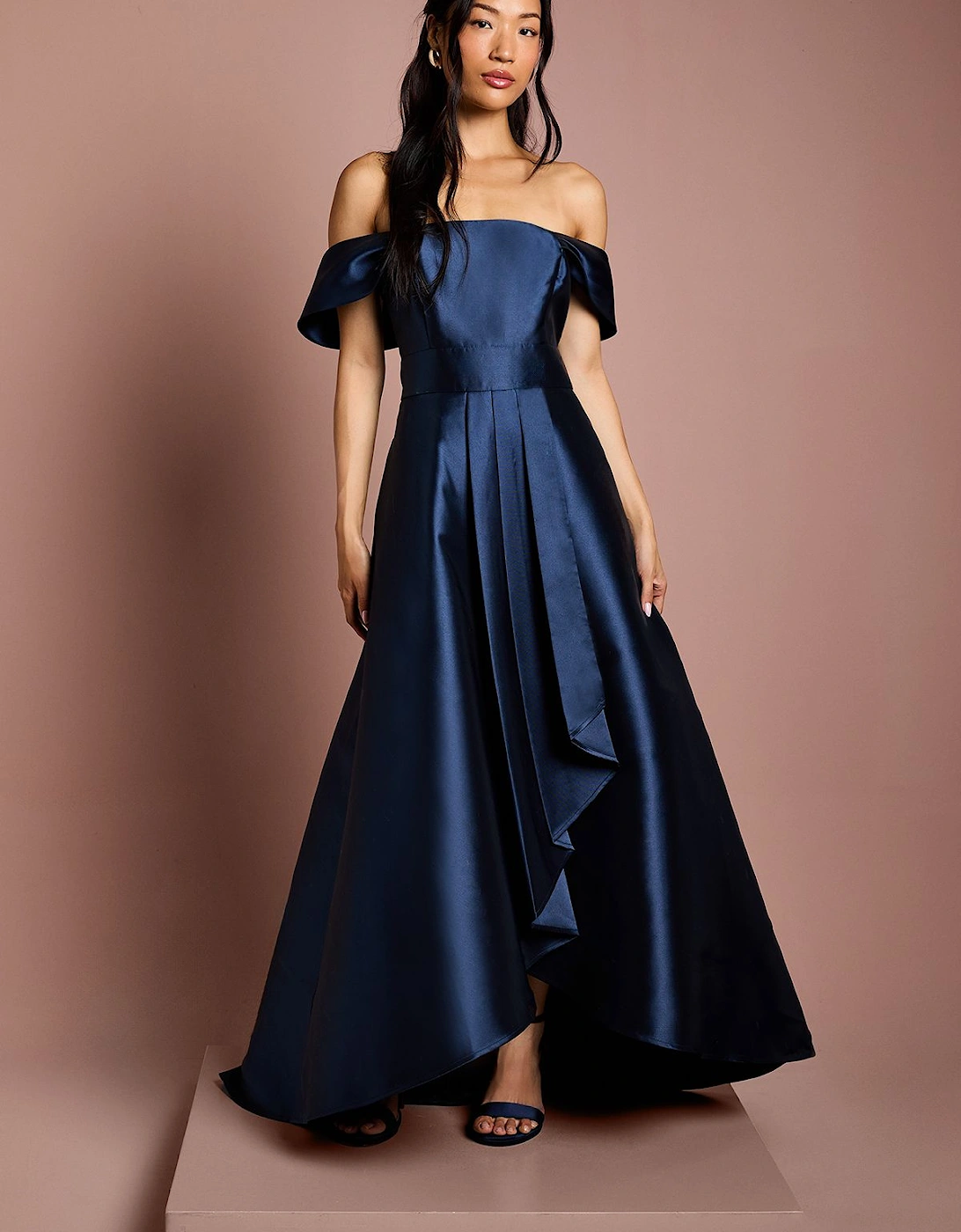Bardot Twill Waterfall Bridesmaid Dress, 2 of 1