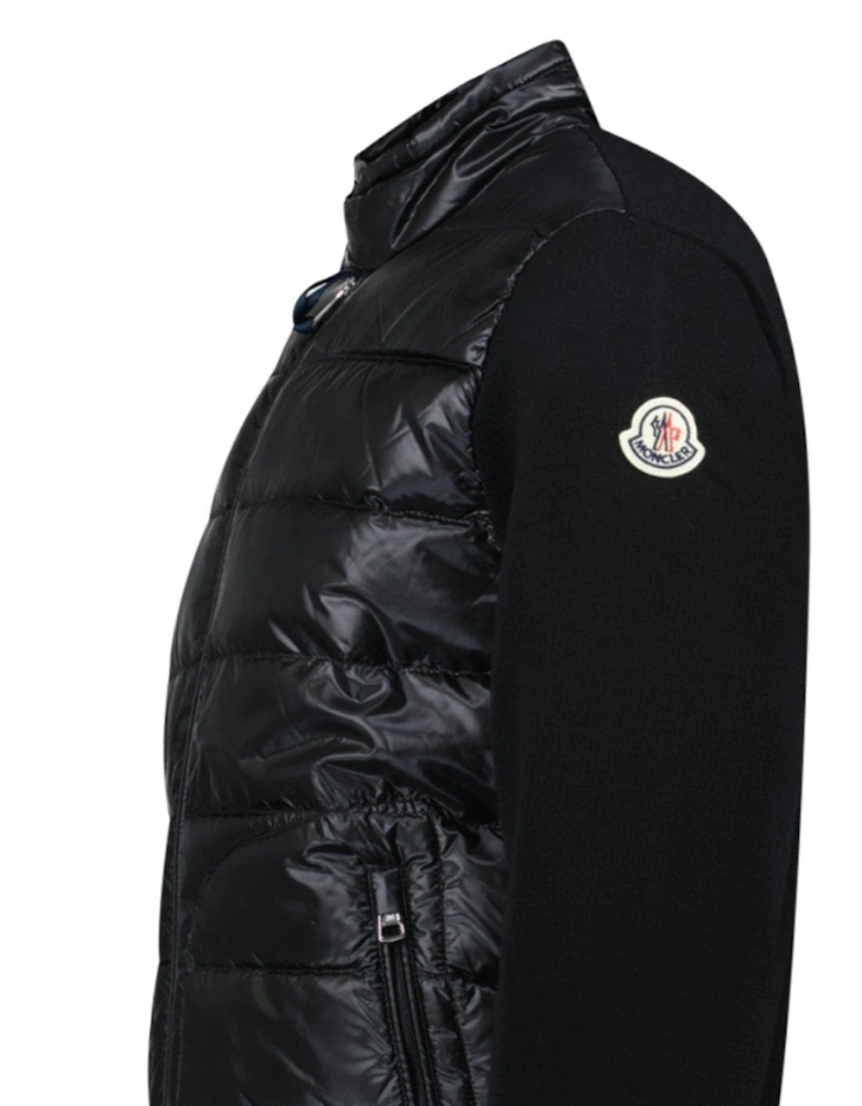 Padded Wool Zip-Up Cardigan Black